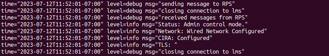 Figure 2: Example output after configuration